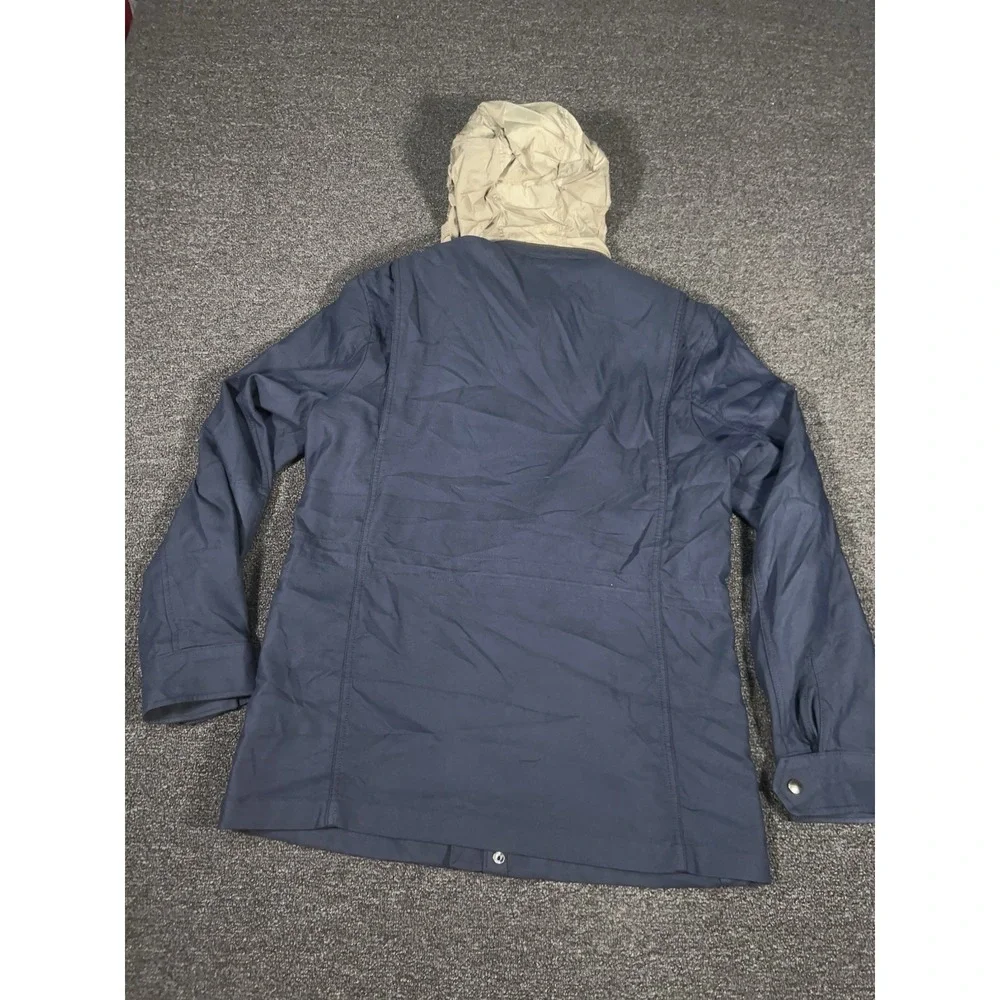 Banana Republic Jacket Medium Navy Utility Chore Field Stowaway Hood Waterproof